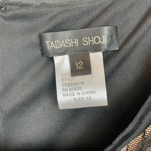 Tadashi Shoji Black MIDI Dress with Nude / Tan Embellished Top.  Size 12 - Picture 3 of 8